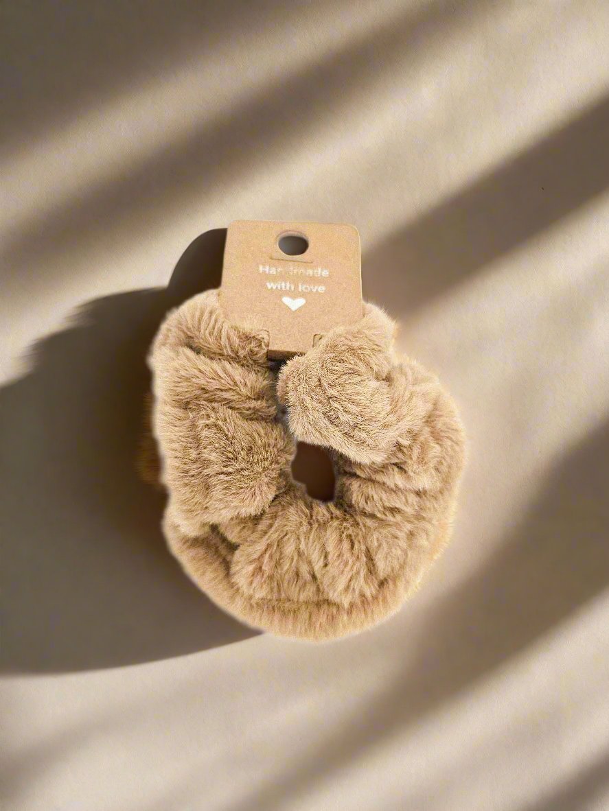 Fluffy Scrunchie - Beige - L